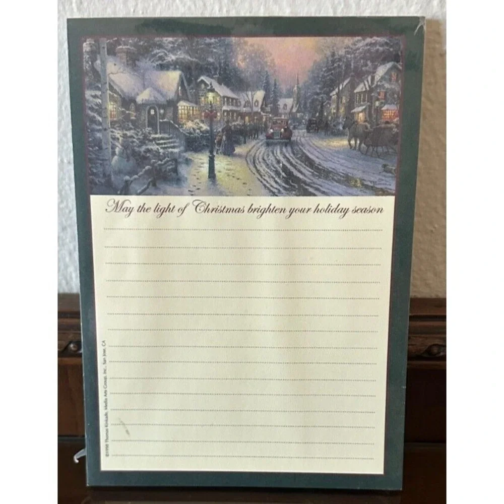 1998 NIP Vtg Thomas Kinkade‎ Painter of Light Holiday Winter Notepad
